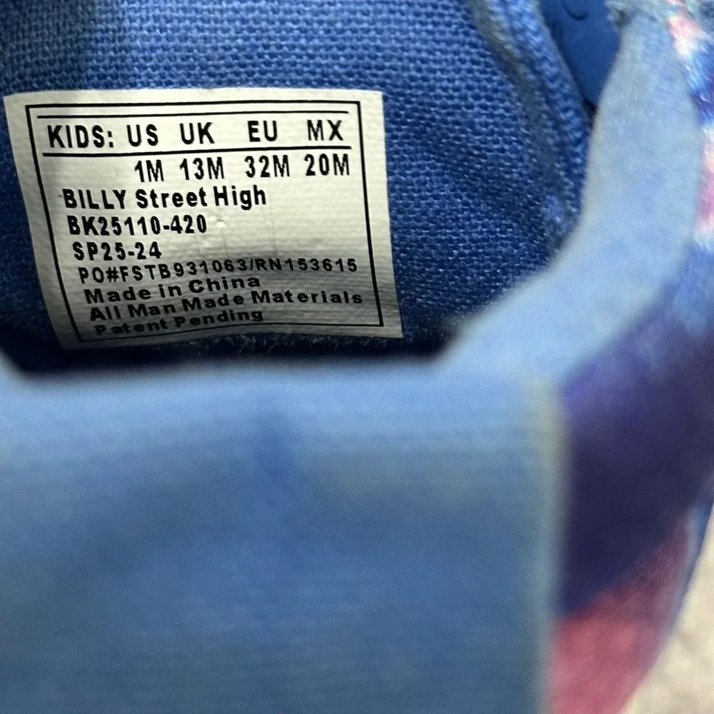 Billy Street High Kids 1M Blue Tie Dye Sneakers Wraparound Zipper BK25110-420